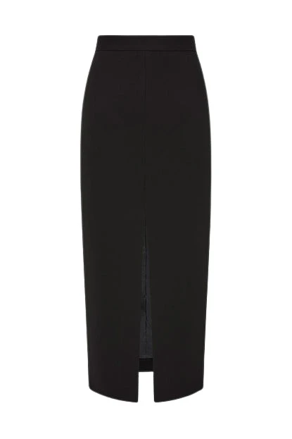 Carla-Zampatti-Black-Crepe-Midi-Pencil-Skirt81619_nobg Black Crepe Midi Pencil Skirt - Image 1