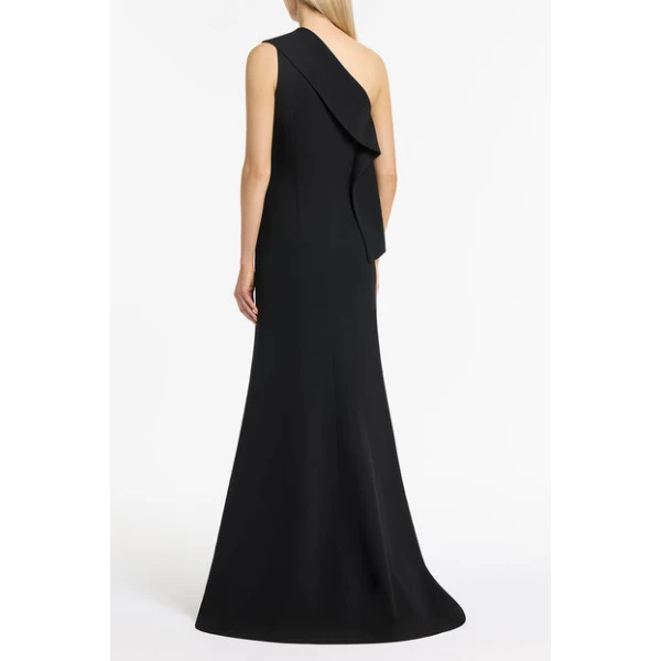 Black Crepe Piegato Gown - Image 3