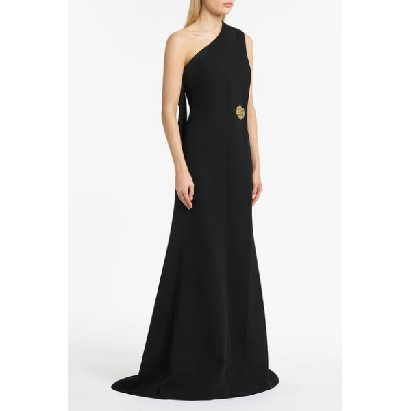 Black Crepe Piegato Gown - Image 4