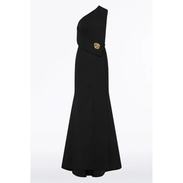 Black Crepe Piegato Gown - Image 5