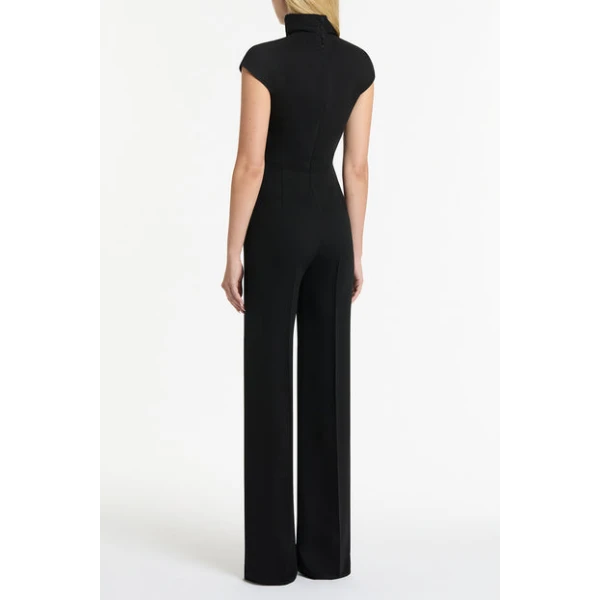 Black Crepe Polo Jumpsuit - Image 3
