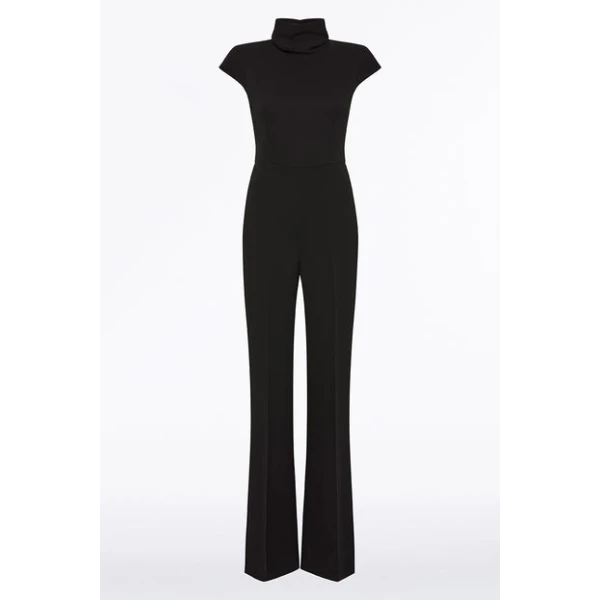 Black Crepe Polo Jumpsuit - Image 5