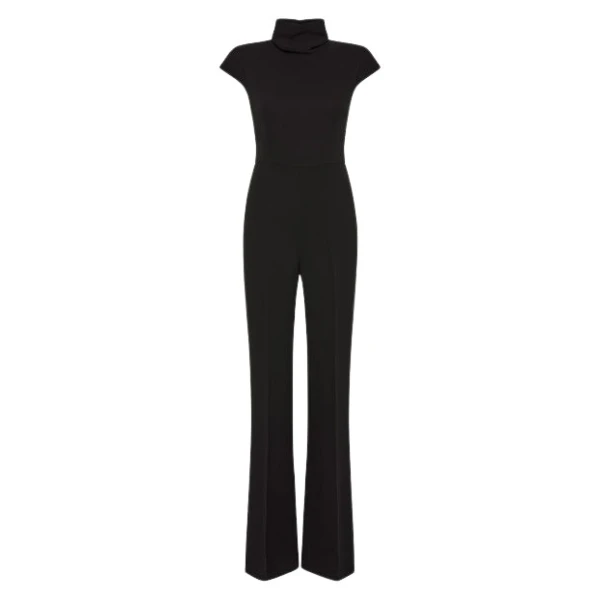 Black Crepe Polo Jumpsuit