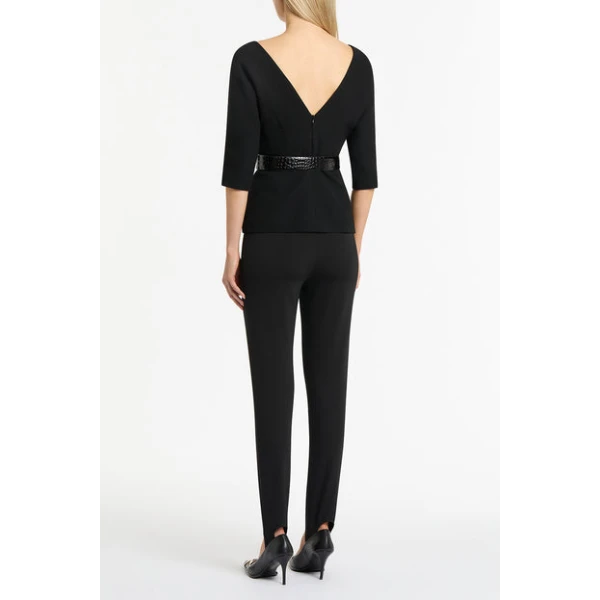 Black Crepe Soft V Top - Image 3
