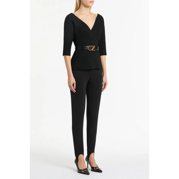 Black Crepe Soft V Top - Image 4