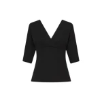 Black Crepe Soft V Top