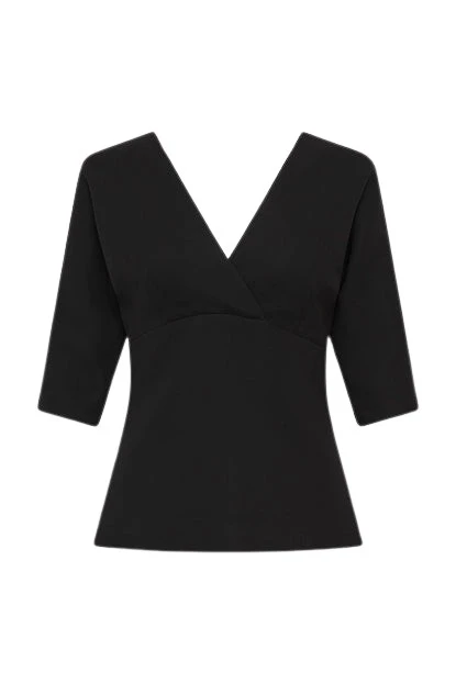 Carla-Zampatti-Black-Crepe-Soft-V-Top94271_nobg Black Crepe Soft V Top - Image 1