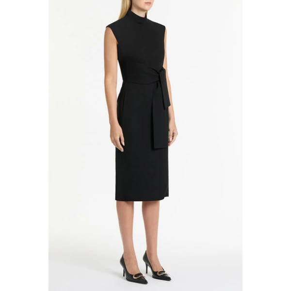 Black Crepe Striscia Dress - Image 4