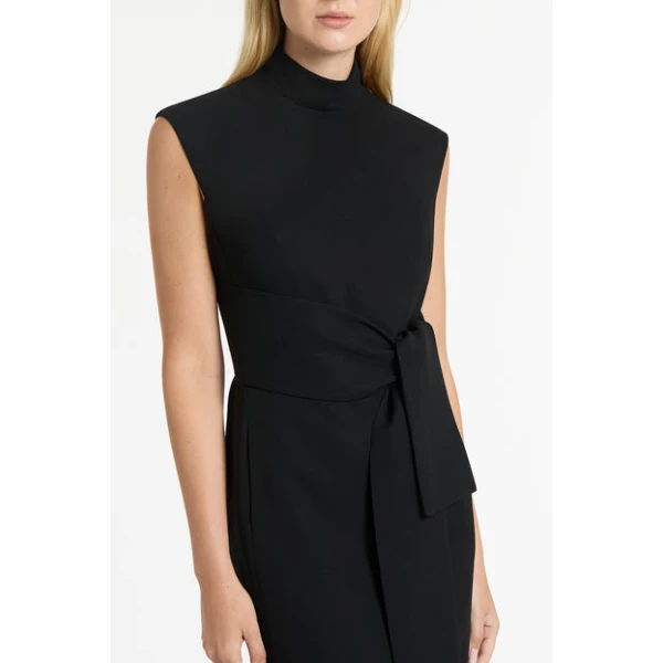 Black Crepe Striscia Dress - Image 5