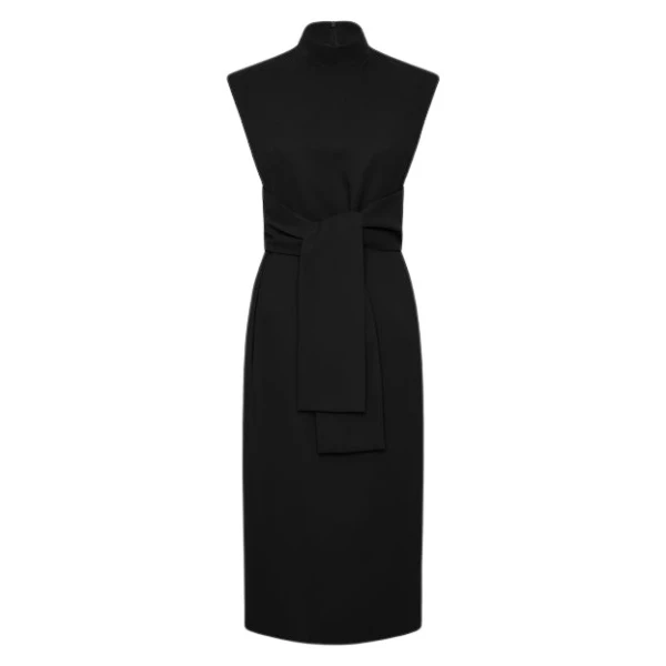 Black Crepe Striscia Dress