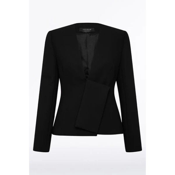 Black Crepe Striscia Jacket - Image 5