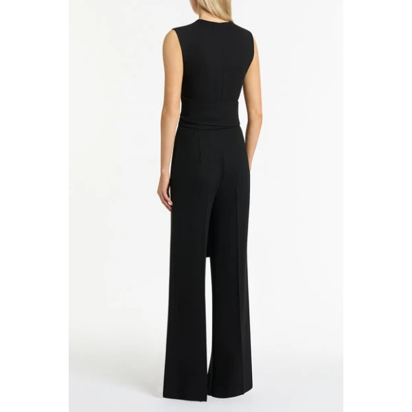 Black Crepe Striscia Jumpsuit - Image 3