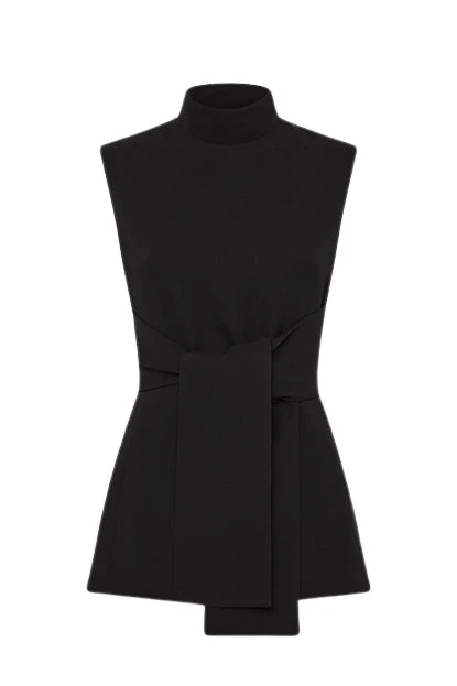 Carla-Zampatti-Black-Crepe-Striscia-Polo57713_nobg Black Crepe Striscia Polo - Image 1