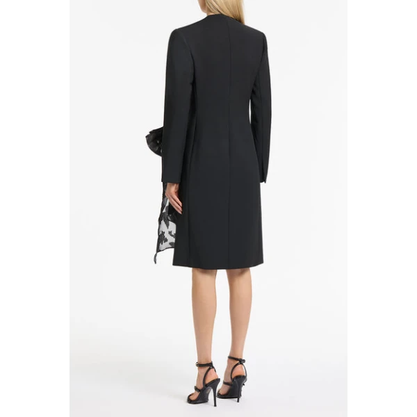 Black Double Wool Bow Dress - Image 3