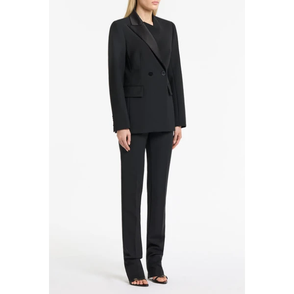 Black Double Wool Tux Blazer - Image 4