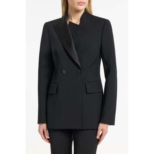 Black Double Wool Tux Blazer - Image 5