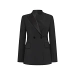 Black Double Wool Tux Blazer