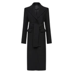 Black Italian Wool Belted Coat