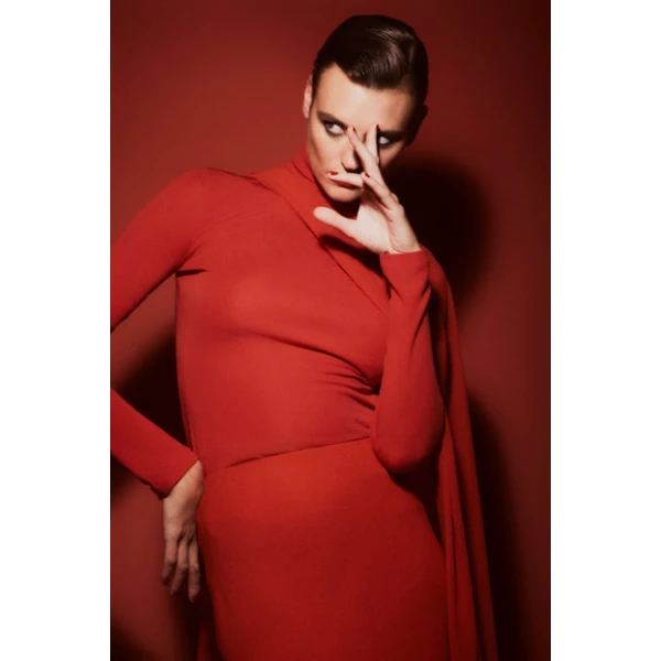 Red Crepe Bias Skirt - Image 5