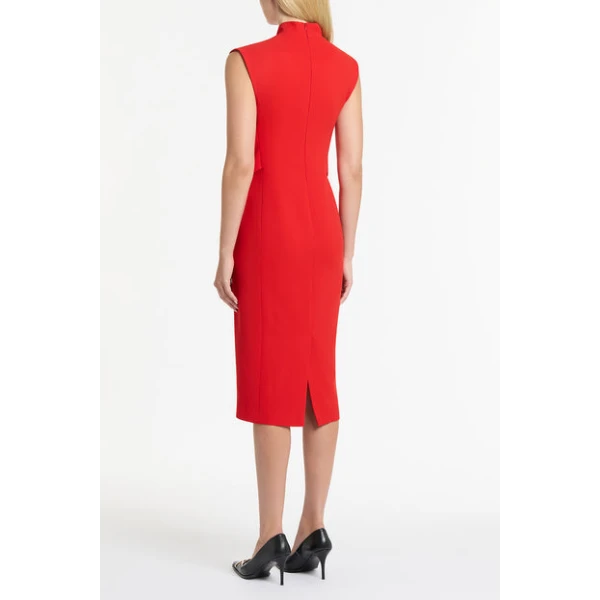 Red Crepe Striscia Dress - Image 3