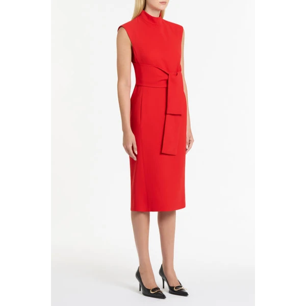 Red Crepe Striscia Dress - Image 4