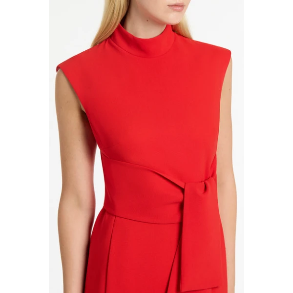 Red Crepe Striscia Dress - Image 5