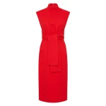Red Crepe Striscia Dress