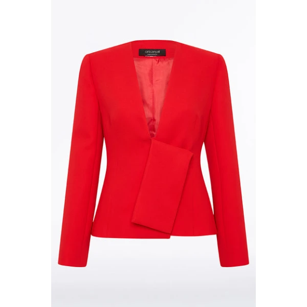 Red Crepe Striscia Jacket - Image 5