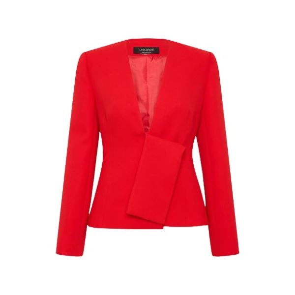 Red Crepe Striscia Jacket
