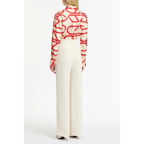 Red Logo Grid Silk Twill Relaxed Shirt - Image 3
