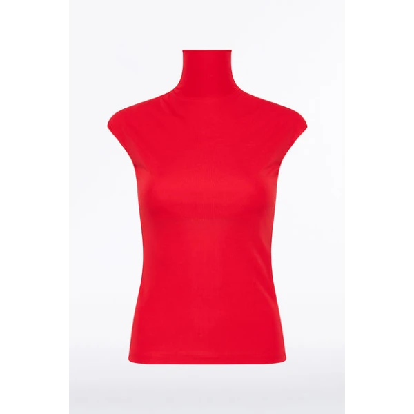 Red Matte Jersey Extended Polo - Image 4
