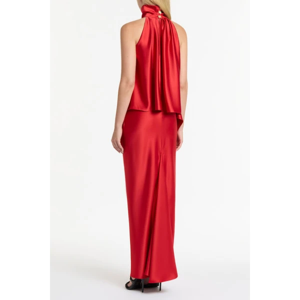 Red Satin Bias Skirt - Image 3