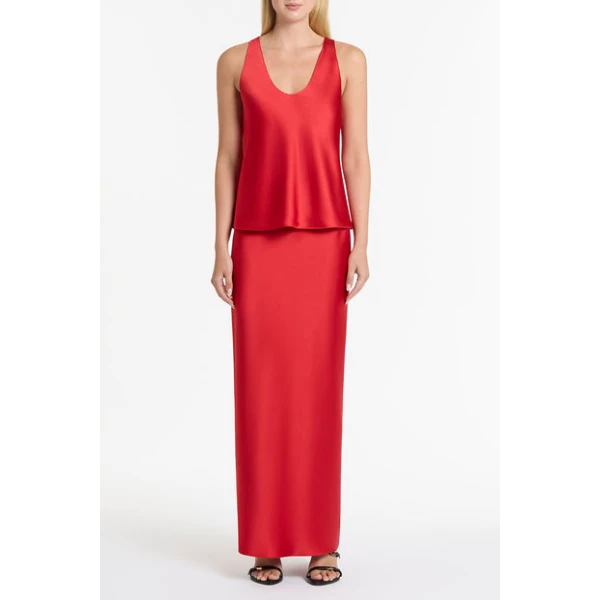 Red Satin Bias Skirt - Image 5