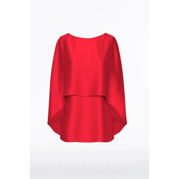 Red Satin Cape Top - Image 4