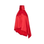 Red Satin Draped Halter Top
