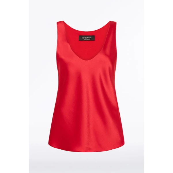 Red Satin Scoop Cami - Image 5