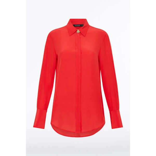 Red Silk Classic Shirt - Image 5