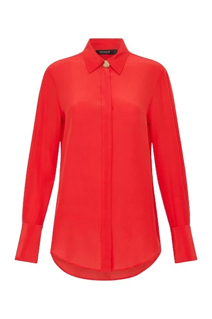 Carla-Zampatti-Red-Silk-Classic-Shirt20798_nobg Red Silk Classic Shirt - Image 1