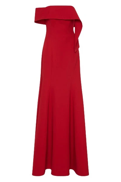 Carla-Zampatti-Scarlet-Crepe-Asymmetrical-La-Banda-Gown41658_nobg Scarlet Crepe Asymmetrical La Banda Gown - Image 1