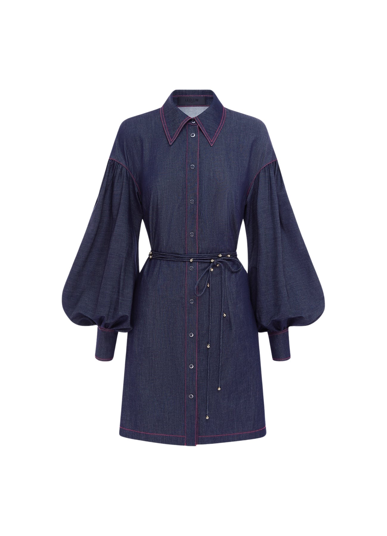 Leo Lin Juliana Shirt Denim Mini Dress- Indigo