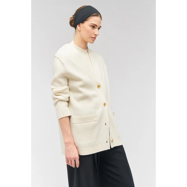 Button Detail Long Line Cardigan