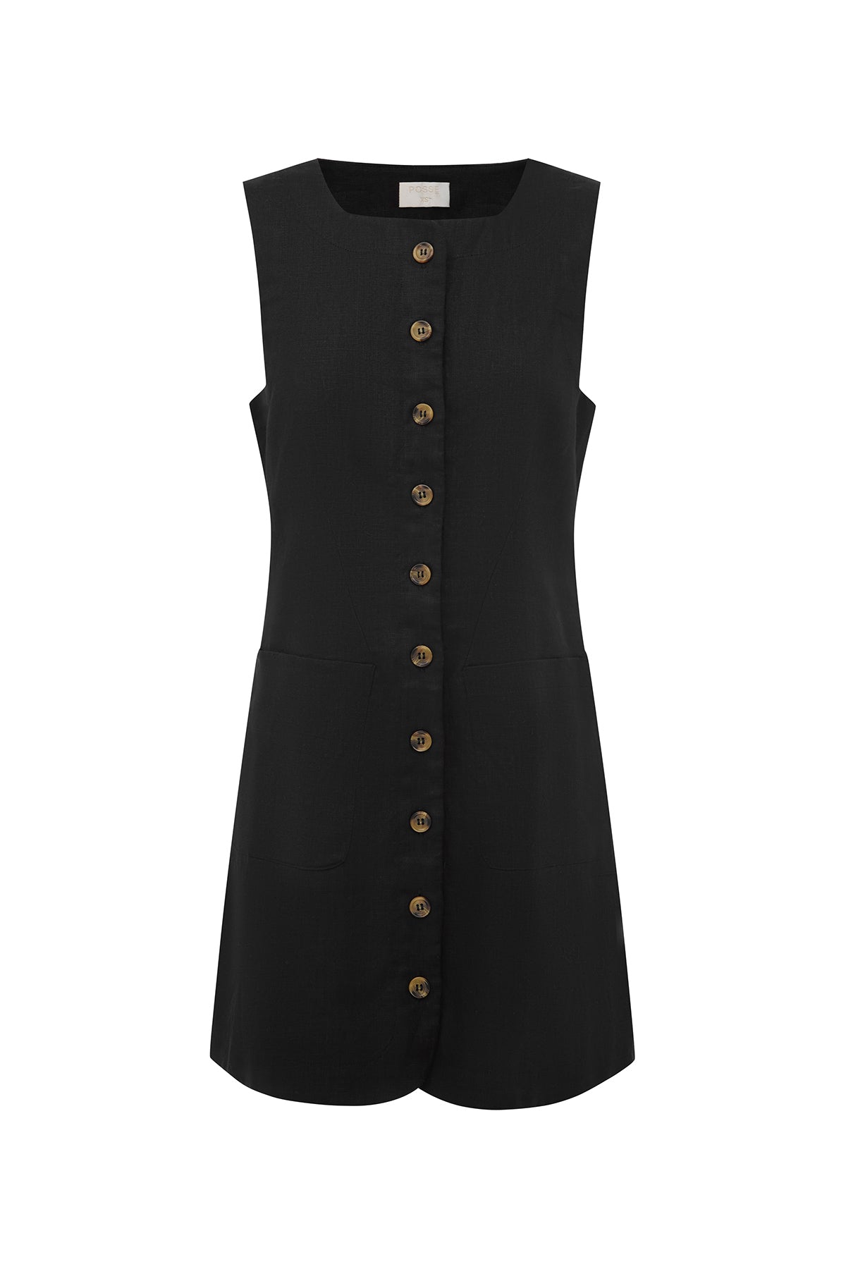 Posse The label Emma Button Down Mini Black Dress