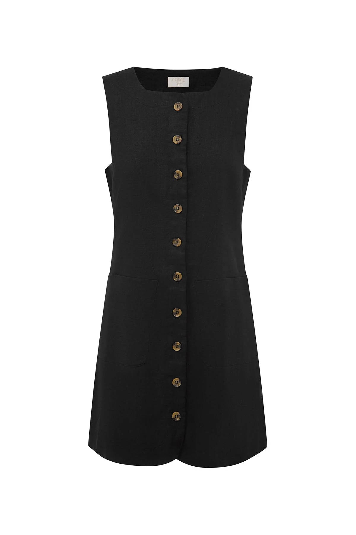 Posse-The-label-Emma-Button-Down-Mini-Black-Dress Posse The label Clothing
