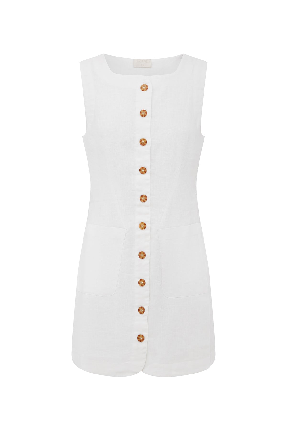 Posse The label Emma Button Down Mini Ivory Dress