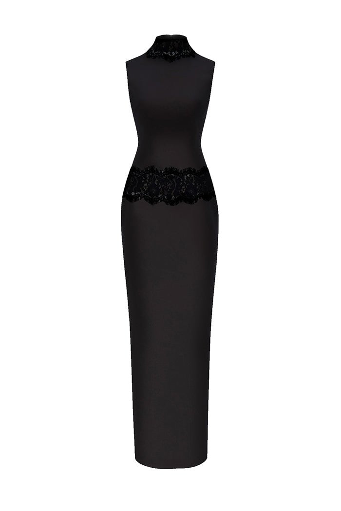 Rasario Crepe And Lace Maxi Dress