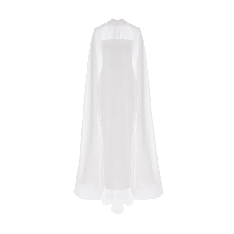 Rasario Crepe Corset Gown With A Voluminous Silk Chiffon Cape