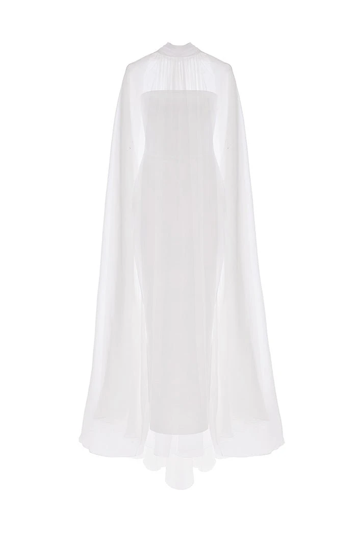 Rasario-Crepe-Corset-Gown-With-A-Voluminous-Silk-Chiffon-Cape Rasario Crepe Corset Gown With A Voluminous Silk Chiffon Cape