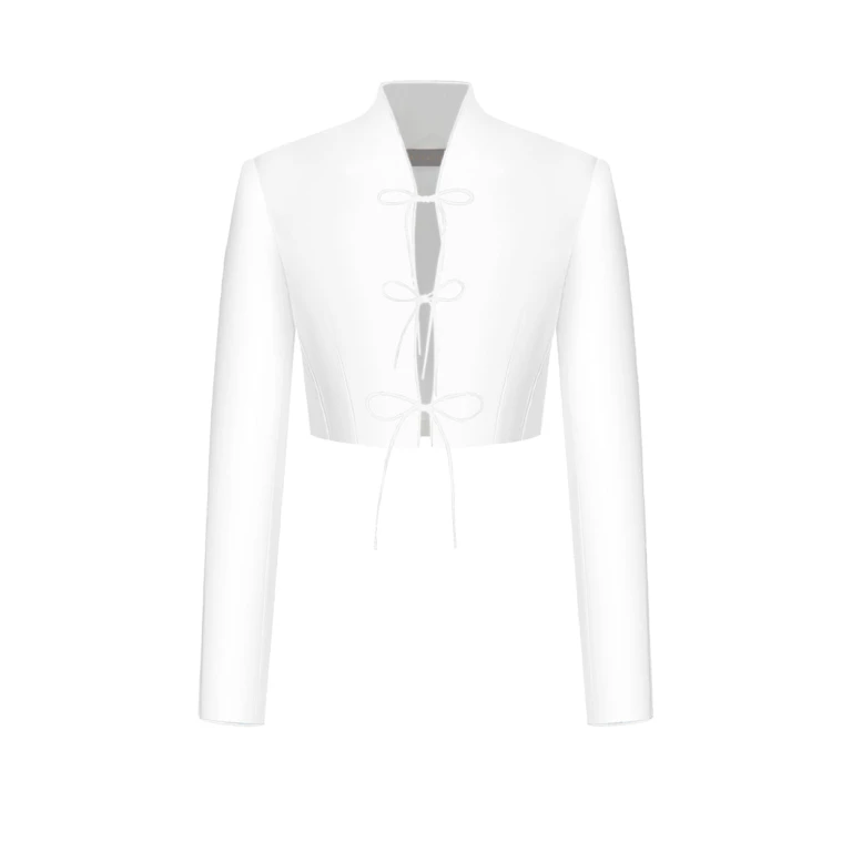 Rasario Cropped Printed Satin Jacket With Cutouts