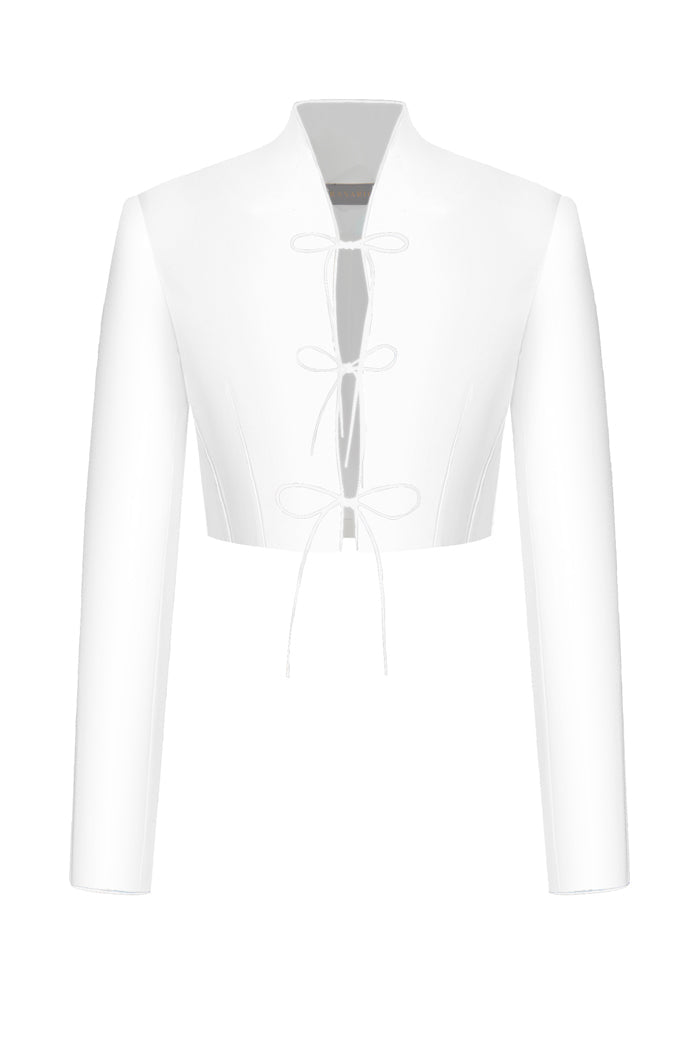Rasario Cropped Printed Satin Jacket With Cutouts