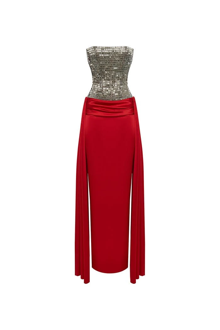 Rasario-Crystal-Embellished-Corset-Satin-Gown-With-A-Train Rasario Crystal Embellished Corset Satin Gown With A Train